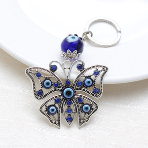 Lucky Butterfly  Keychain Evil Eye Beads Tassel keychain Car Key Chain For Men Women Fashion Craft Key Ring