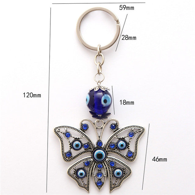 Lucky Butterfly  Keychain Evil Eye Beads Tassel keychain Car Key Chain For Men Women Fashion Craft Key Ring