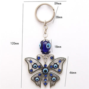 Lucky Butterfly  Keychain Evil Eye Beads Tassel keychain Car Key Chain For Men Women Fashion Craft Key Ring