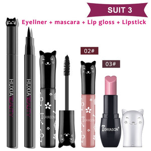 4pcs/set Cate Makeup Sets Including Lipstick, Eyeliner,Mascara, Eyeshadow, Makeup Kit Women Cosmetics Bag for Gifts