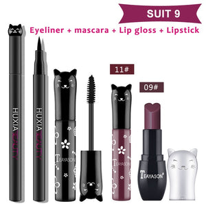 4pcs/set Cate Makeup Sets Including Lipstick, Eyeliner,Mascara, Eyeshadow, Makeup Kit Women Cosmetics Bag for Gifts