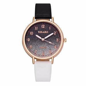 YOLAKO Brand Women Leather Gradient Starry Sky Watch Casual Luxury Ladies Quartz Watches Clock Relogio Feminino Hot Sale