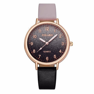 YOLAKO Brand Women Leather Gradient Starry Sky Watch Casual Luxury Ladies Quartz Watches Clock Relogio Feminino Hot Sale