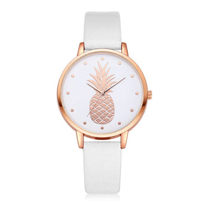 Simple Women's Watches Rose Gold Pineapple Pattern Rose Gold Disc Ladies Quartz Wristwatch Leather Strap Clock Kol Saati@50