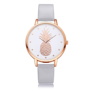 Simple Women's Watches Rose Gold Pineapple Pattern Rose Gold Disc Ladies Quartz Wristwatch Leather Strap Clock Kol Saati@50