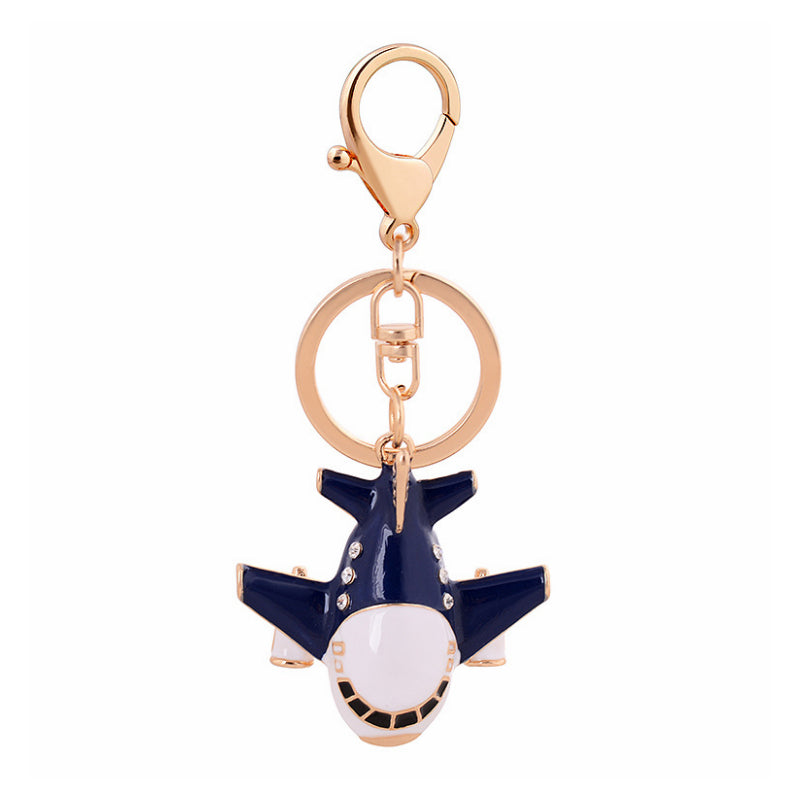 Super Cool Enamel Aircraft Crystal Keyrings Keychain Plane Purse Bag Pendant Key Chains Holder For Car