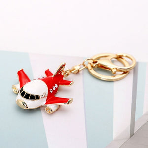 Super Cool Enamel Aircraft Crystal Keyrings Keychain Plane Purse Bag Pendant Key Chains Holder For Car