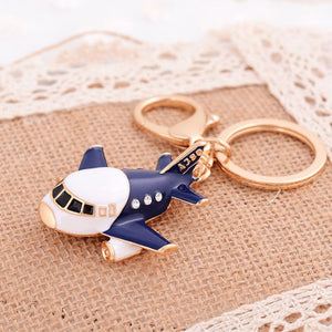 Super Cool Enamel Aircraft Crystal Keyrings Keychain Plane Purse Bag Pendant Key Chains Holder For Car