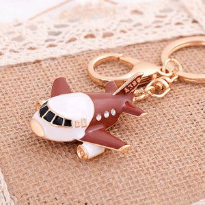 Super Cool Enamel Aircraft Crystal Keyrings Keychain Plane Purse Bag Pendant Key Chains Holder For Car