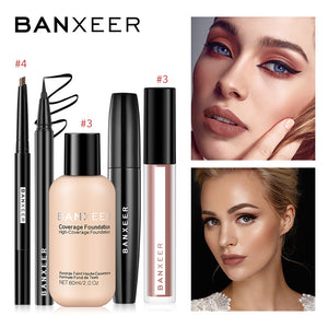 BANXEER Makeup Set 5pcs/Set Inculding Foundation Lipgloss Eyebrow Eyrbrow Pencil Mascara Eyeliner Cosmetic KIt Makeup Set