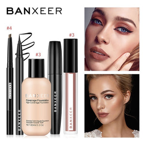 BANXEER Makeup Set 5pcs/Set Inculding Foundation Lipgloss Eyebrow Eyrbrow Pencil Mascara Eyeliner Cosmetic KIt Makeup Set