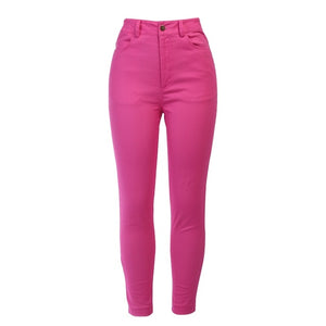 Shiny Neon Pink Green Pencil Pants High Street Women Trousers Skinny High Waist Orange Pants Ladies Long Trousers Skinny Sexy