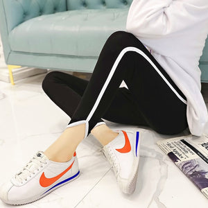 Plus Size 5XL New Autumn Women Cotton Leggings Elasticity Pant Stripes Slim Lady Gothic Fitness Legging Sporting Women Trousers