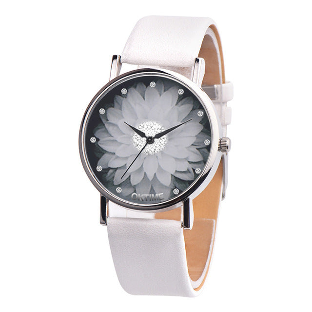 New Fashion Ladies Watch Women Flower Casual Leather Analog Quartz Wrist Watches Quartz Clock Gifts Relogio Feminino reloje 2019