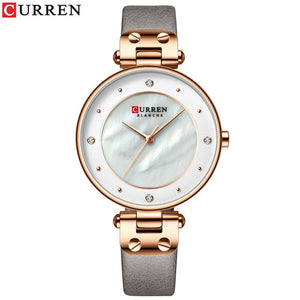 CURREN Women Watches Reloj Mujer Top Brand Luxury Leather Strap Wristwatch for Women Blue Clock Stylish Quartz Ladies Watch