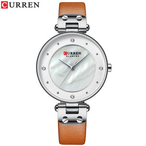 CURREN Women Watches Reloj Mujer Top Brand Luxury Leather Strap Wristwatch for Women Blue Clock Stylish Quartz Ladies Watch