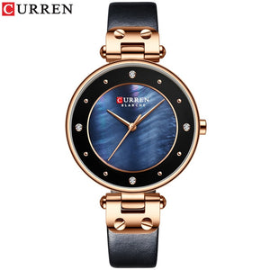 CURREN Women Watches Reloj Mujer Top Brand Luxury Leather Strap Wristwatch for Women Blue Clock Stylish Quartz Ladies Watch