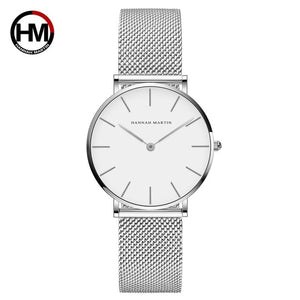 HM Stainless Steel Mesh Wristwatches Top Brand Luxury Japan Quartz Movement Rose Gold Designer Elegant Style Watches For Women