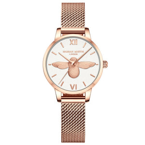 HM Stainless Steel Mesh Wristwatches Top Brand Luxury Japan Quartz Movement Rose Gold Designer Elegant Style Watches For Women