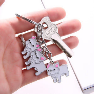 French Bulldog Keychain Key Rings For Women Men Girls White Gold Color Metal Pet Dog Pendant Bag Charm Car Key Chains Keyring