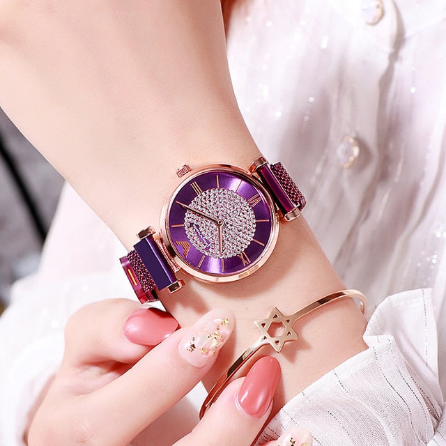 Women Watches 2019 Luxury Diamond Rose Gold Ladies Wrist Watches Magnetic Women Bracelet Watch For Female Clock Relogio Feminino