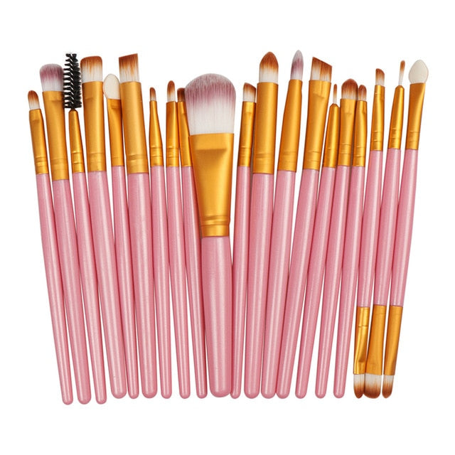 Professional Makeup Brush Sets 20pcs Cosmetic Brushes Natural Hair Foundation Powder Blush Eye Shadow Lip Blend Make Up Tool Kit