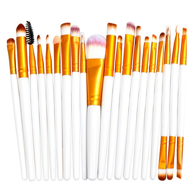 Professional Makeup Brush Sets 20pcs Cosmetic Brushes Natural Hair Foundation Powder Blush Eye Shadow Lip Blend Make Up Tool Kit