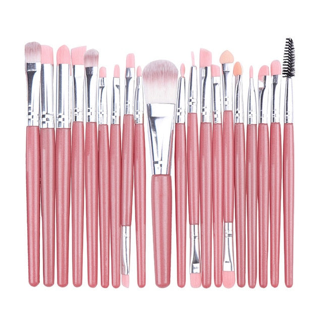 Professional Makeup Brush Sets 20pcs Cosmetic Brushes Natural Hair Foundation Powder Blush Eye Shadow Lip Blend Make Up Tool Kit