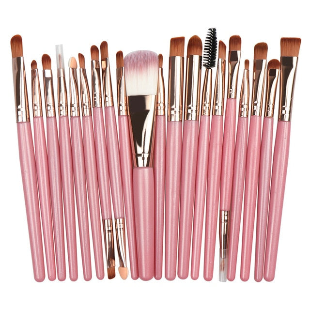 Professional Makeup Brush Sets 20pcs Cosmetic Brushes Natural Hair Foundation Powder Blush Eye Shadow Lip Blend Make Up Tool Kit