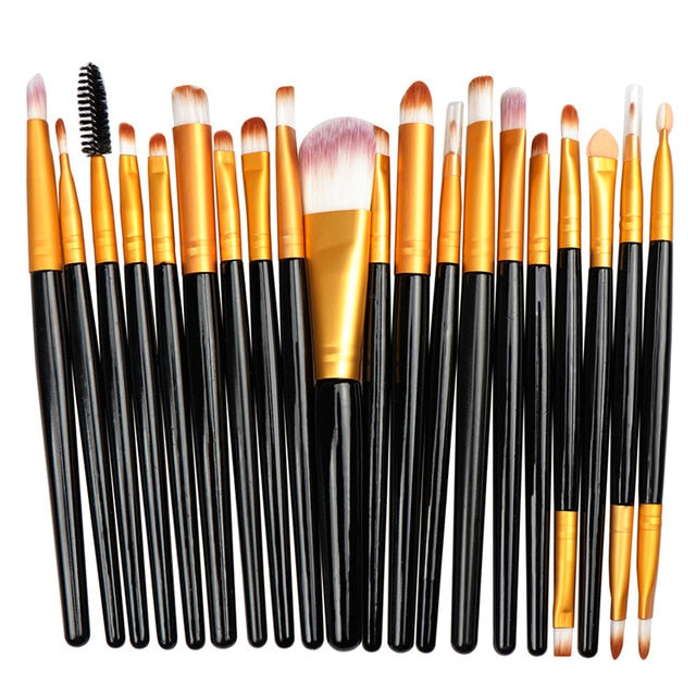 Professional Makeup Brush Sets 20pcs Cosmetic Brushes Natural Hair Foundation Powder Blush Eye Shadow Lip Blend Make Up Tool Kit