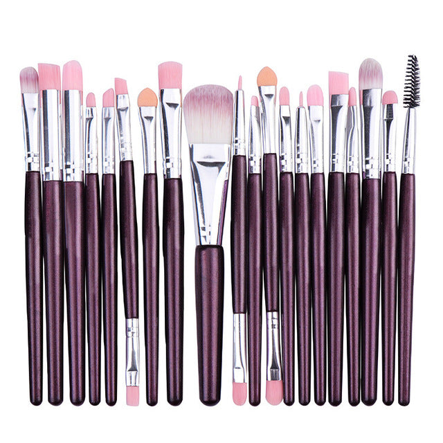 Professional Makeup Brush Sets 20pcs Cosmetic Brushes Natural Hair Foundation Powder Blush Eye Shadow Lip Blend Make Up Tool Kit