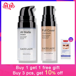 SACE LADY Face Makeup Set Matte Foundation Primer Full Cover Concealer Cream Liquid Corrector Make Up Kit Base Pores Cosmetic