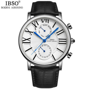 IBSO Roman Numerals Women Luxury Watch Week And Calendar High-End Multifunction Watch Women Genuine Leather Strap Montre Femme