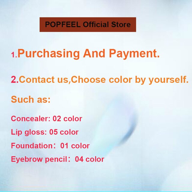 POPFEEL 5 Pcs Face Makeup Set Concealer Hide Blemish+24 Hours Lasting Foundation Base+Matte Lipgloss+Eyebrow Pencil+Brush Makeup