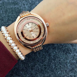 reloj mujer Top Brand CONTENA Watch Women Watches Rose Gold Bracelet Watch Luxury Rhinestone Ladies Watch saat relogio feminino