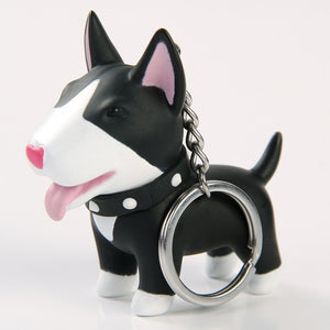 2018 Anime Figure Dog Keychain Hand-painted Craft Dog Bull Terrier Keychain PVC Vinyl Animal Figure Trinkets for Car Keychain