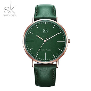 Shengke Genuine Leather Women Watches Luxury Brand Quartz Watch Casual Ladies Watches Women Clock Montre Femme Relogio feminino