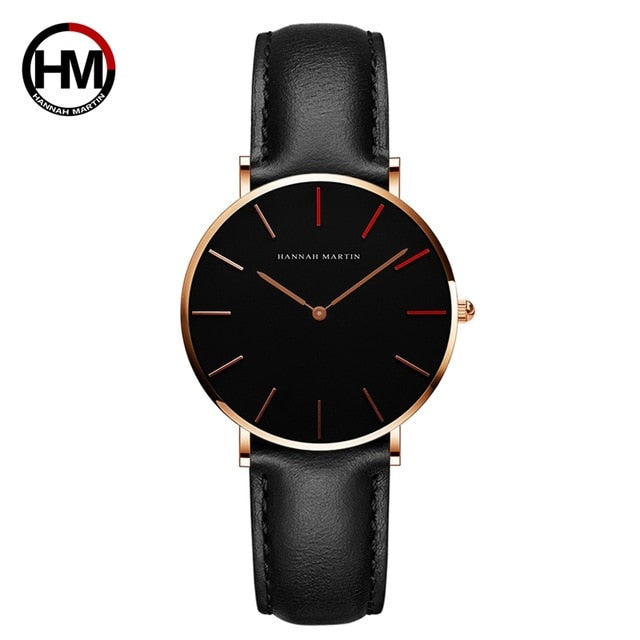 2018 Dropshipping Japan Quartz Movement Uhren Dame Creative Women Watch Clock luxury Black Leather Ladies Watch Reloj Mujer 36mm