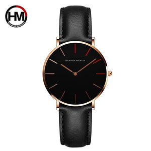 2018 Dropshipping Japan Quartz Movement Uhren Dame Creative Women Watch Clock luxury Black Leather Ladies Watch Reloj Mujer 36mm