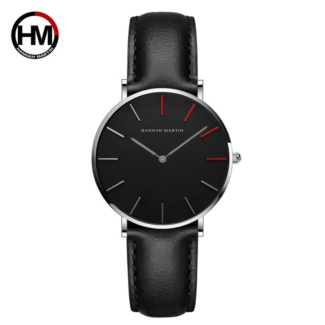 2018 Dropshipping Japan Quartz Movement Uhren Dame Creative Women Watch Clock luxury Black Leather Ladies Watch Reloj Mujer 36mm