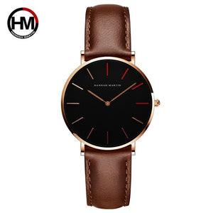 2018 Dropshipping Japan Quartz Movement Uhren Dame Creative Women Watch Clock luxury Black Leather Ladies Watch Reloj Mujer 36mm