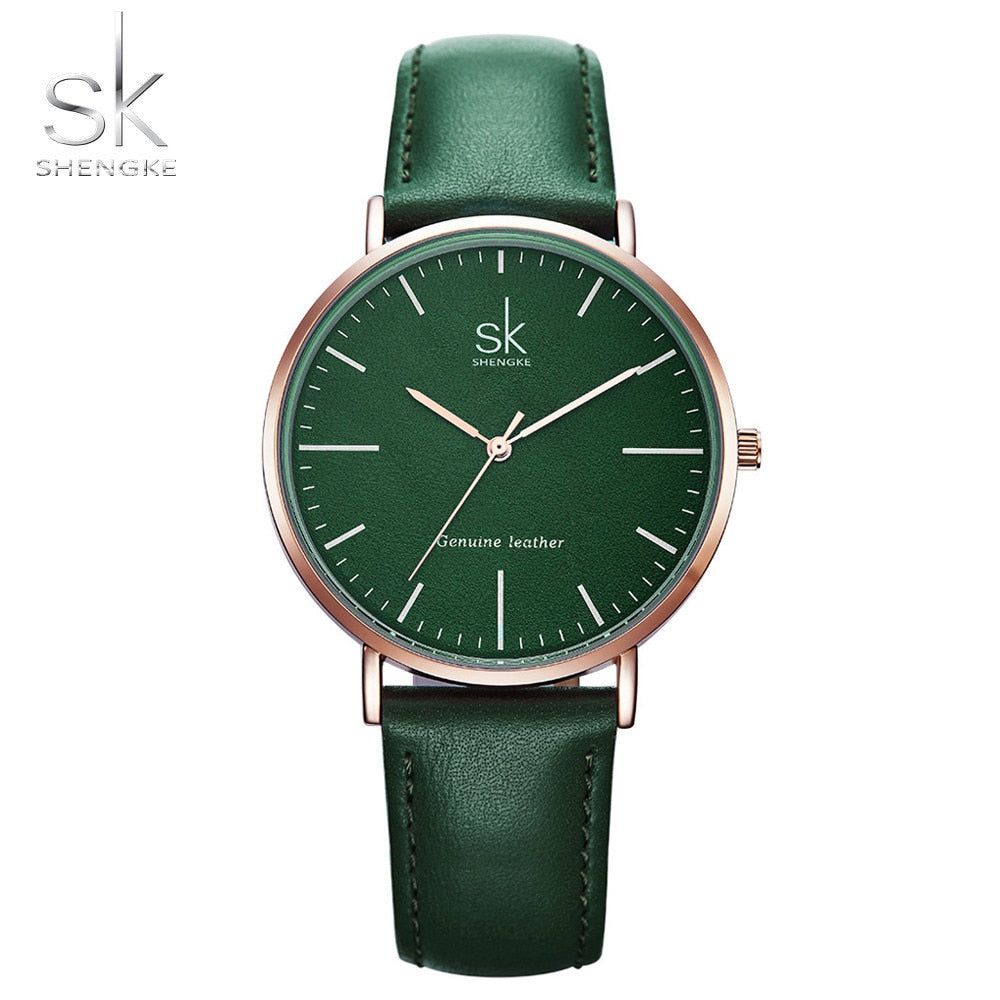 Shengke Genuine Leather Women Watches Luxury Brand Quartz Watch Casual Ladies Watches Women Clock Montre Femme Relogio feminino