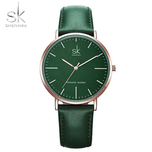 Shengke Genuine Leather Women Watches Luxury Brand Quartz Watch Casual Ladies Watches Women Clock Montre Femme Relogio feminino