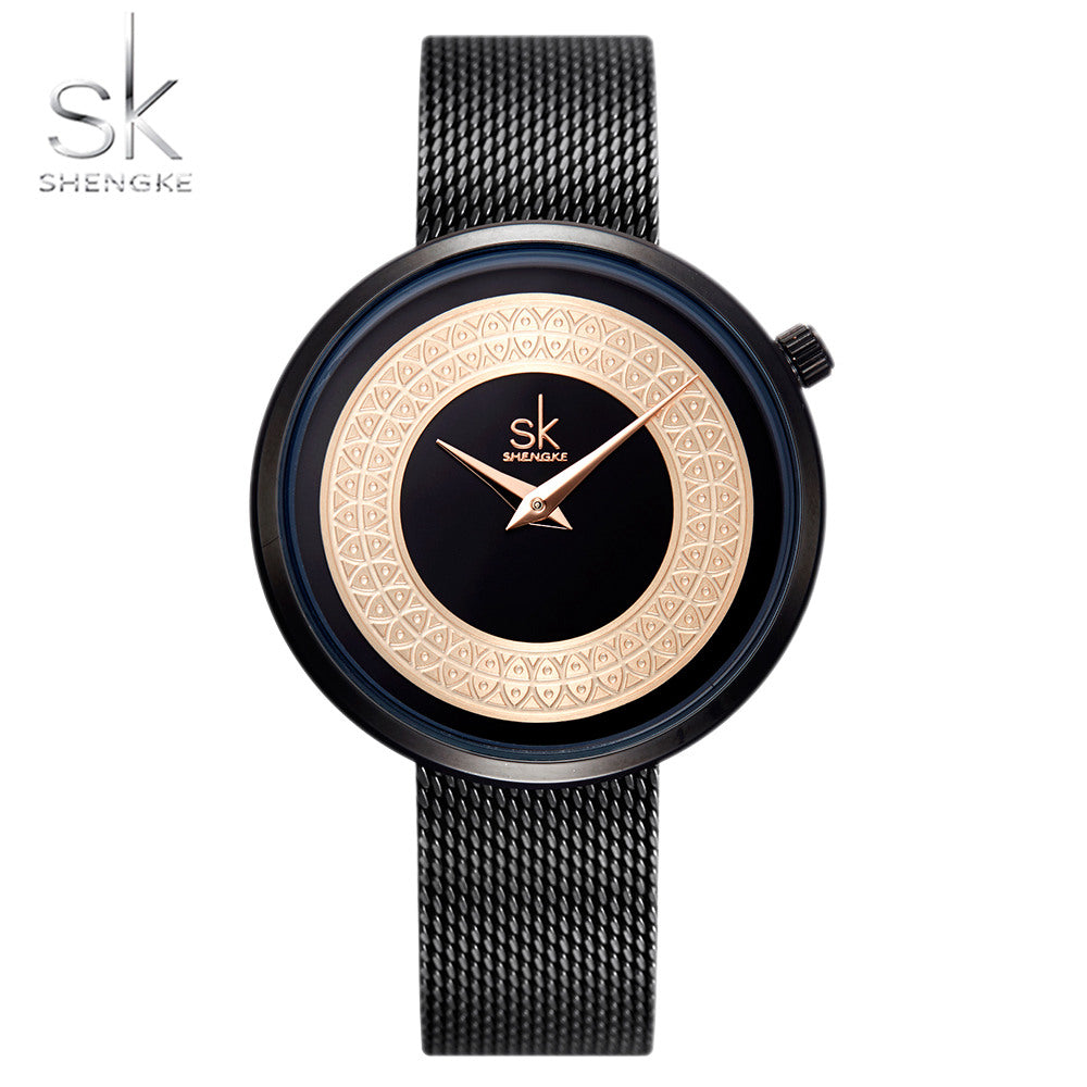 Shengke Dress Female Watch Women Metal Mesh Fashion Clock Vintage Design Ladies Watch Luxury Brand Classical Bayan Kol Saati