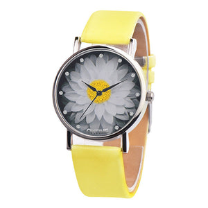 Hot Sale Brand Simple Trend Women Watches Elegant Lotus Print Rhinestone Watch Leather Strap Ladies Quartz Wristwatches Clock #B