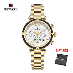 REWARD Luxury Brand Women Fashion Watches Steel Waterproof Sport Quartz Chronograph Military Watch Female Clock Relogio Feminino